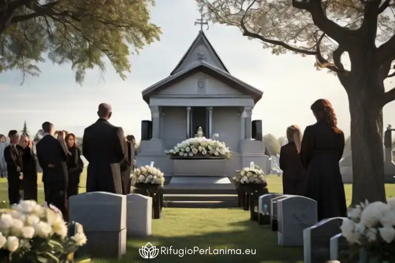funerale davanti alla cappella di famiglia