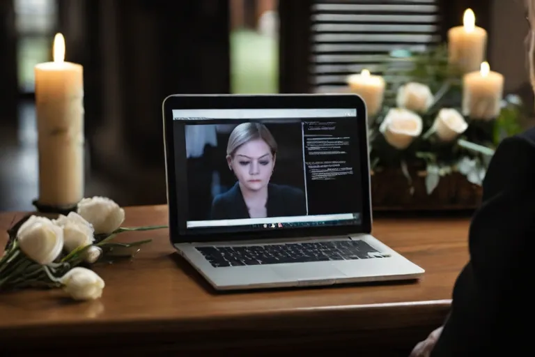 una persona guardando un funerale online
